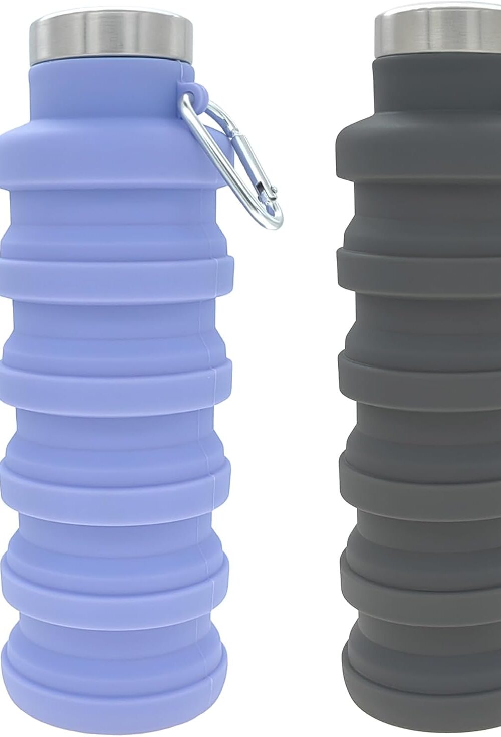 YCT Collapsible Water Bottle 17oz（500ml），Travel Portable Sport Water Bottle，Reusable Silicone Foldable Water Bottles for Gym Camping Hiking (Purple+Black)