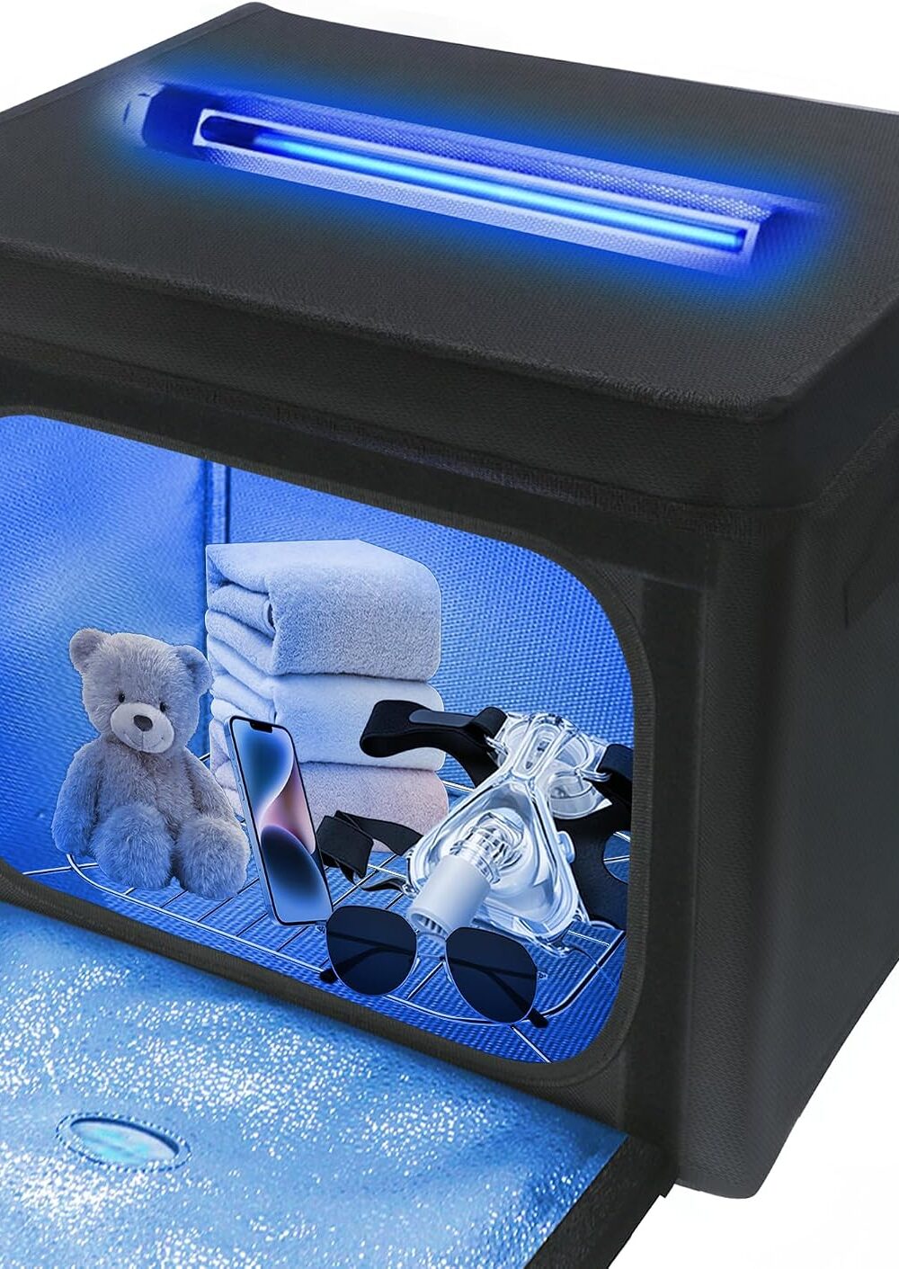 Large UV Sanitizer Box, 36L Portable Sanitizing and Cleaning Machine with 3-Level Timer, Foldable UV Cleaner Box for Household Use Like Phone, Towel, Key, Etc. Ozone Free